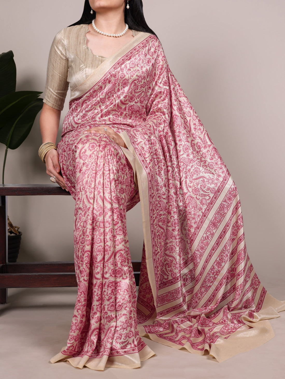 Tussar silk with graceful prints