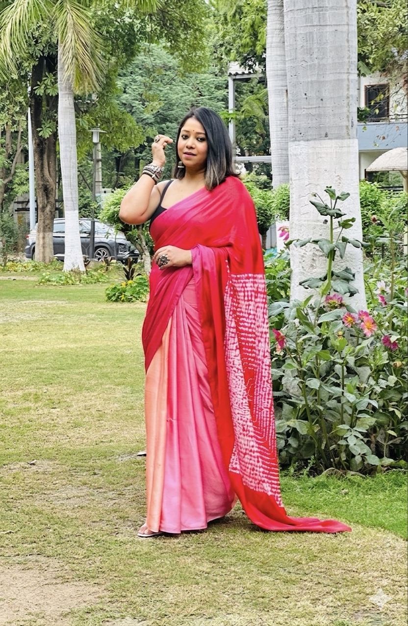 Original japan satin devsena satin digital print saree