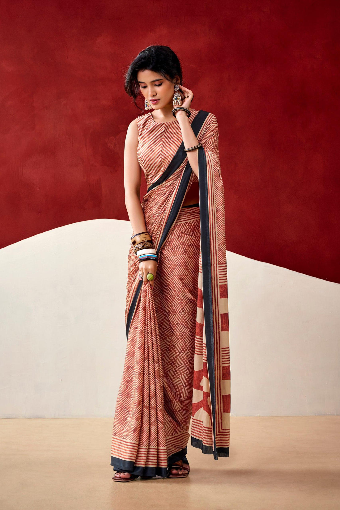 Japan satin digital print saree