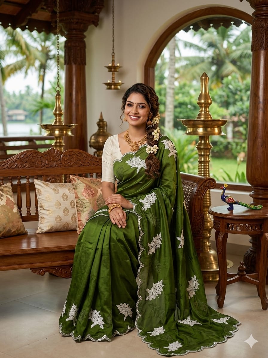 Rangoli silk Saree With Thread Sequence Embroidery Work&nbsp;