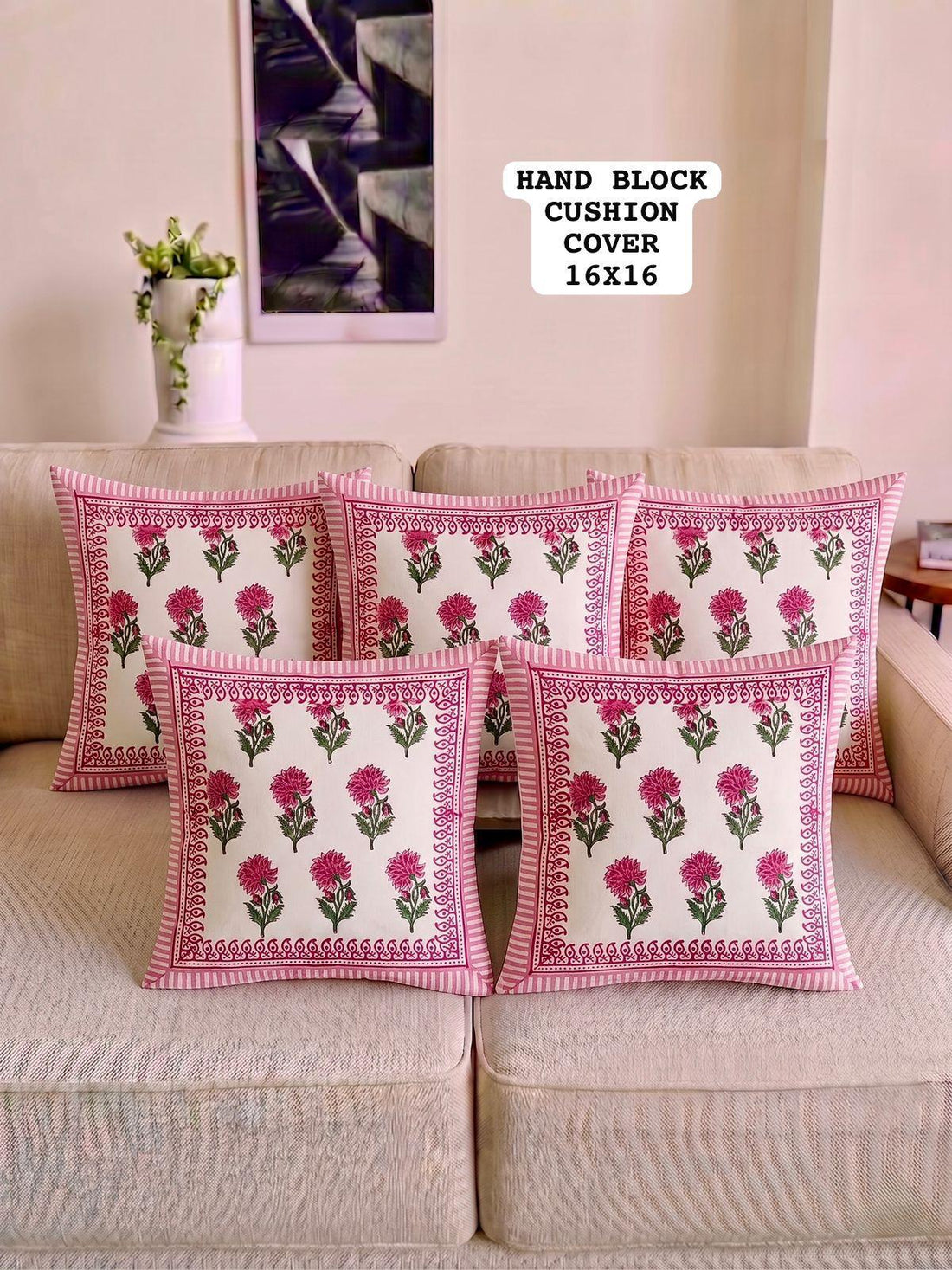 HAND BLCOK PRINTED 100% PURE COTTON CUSHION COVERS