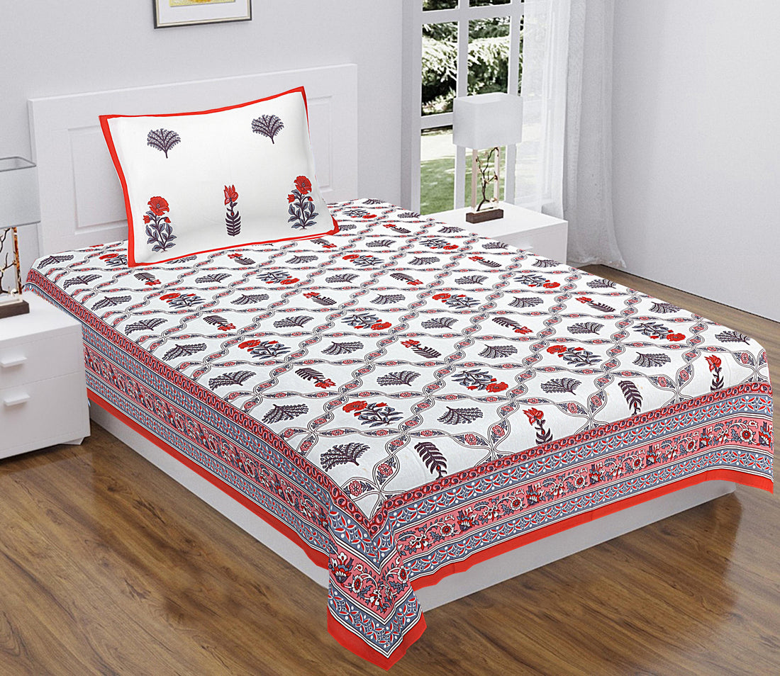 Beautiful Collection Single Size Bedsheet With 1 Zipped Pillow Cover