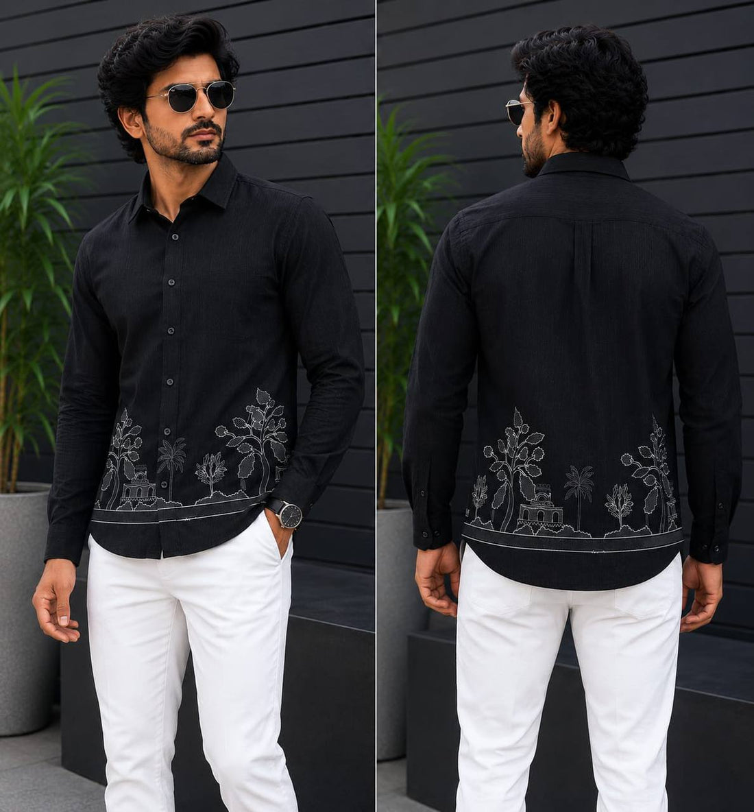MEN'S EXCLUSIVE & LINEN FABRIC &EMBRODARY WORK VALUE EDITION STYLISH SHIRT