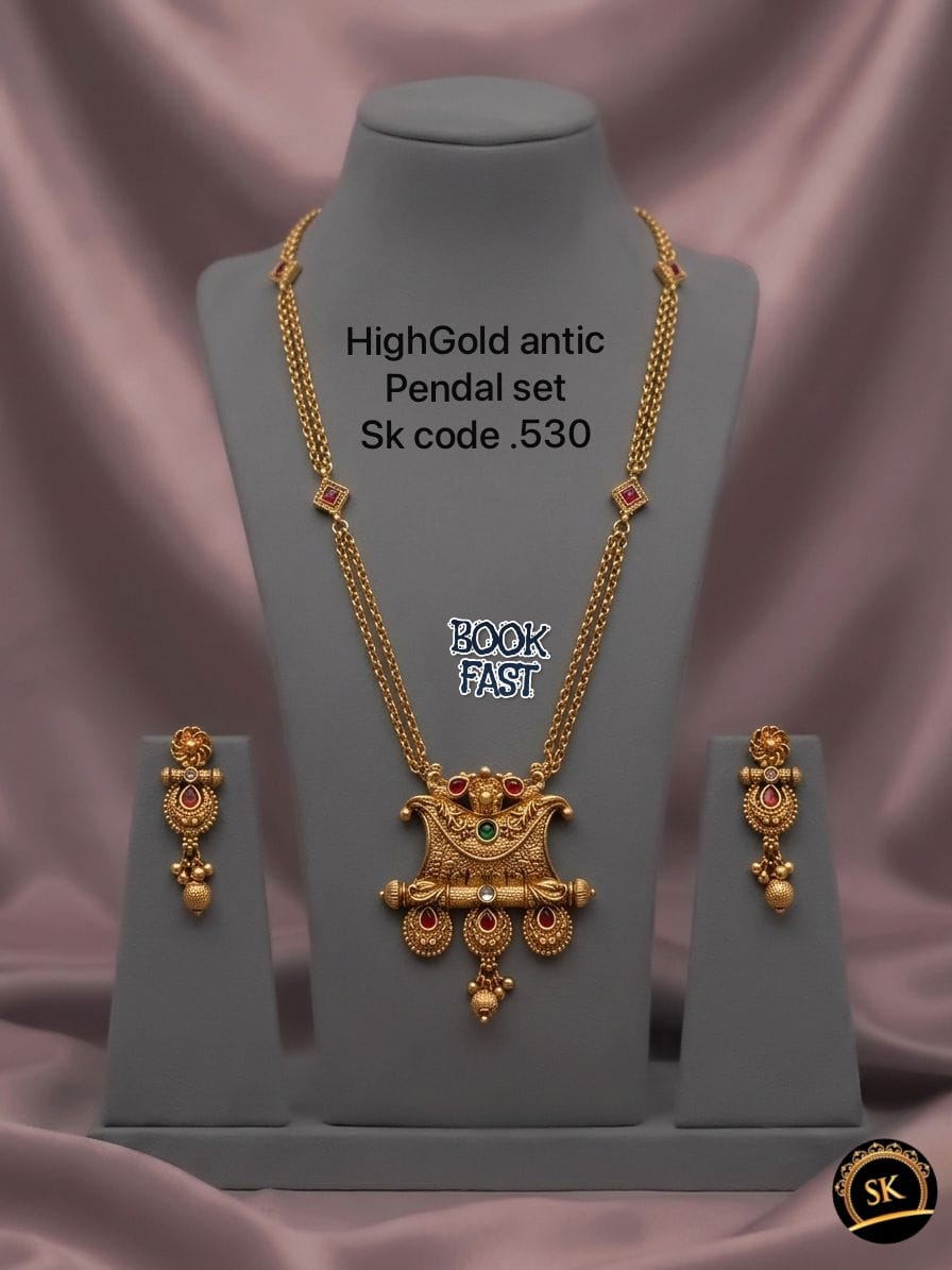 Rajwadi  Chain Pendant set with Beautiful Earrings*